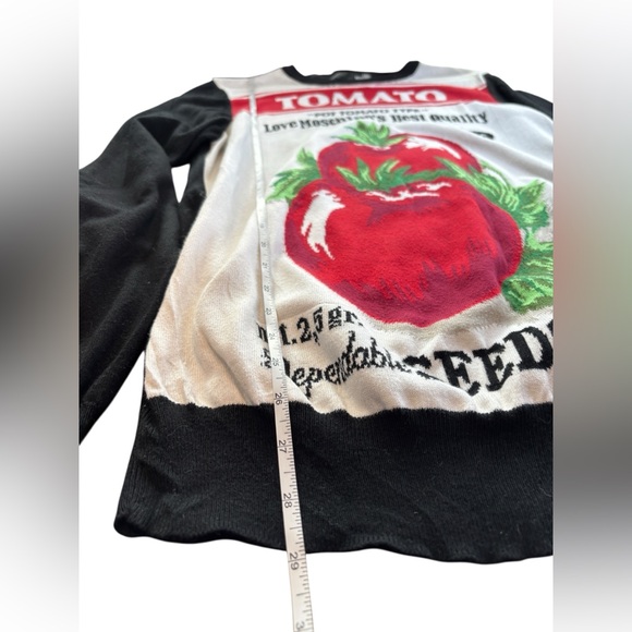 Love Moschino Tomato Graphic Knit Sweater Black White Red Made in Italy S Campy - Picture 3 of 13